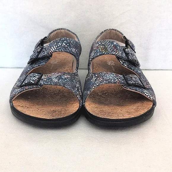 SAS Womens 9.5 Relaxed Heel Strap Sandal Blue Leather Casual Summer Vacation - Picture 2 of 8